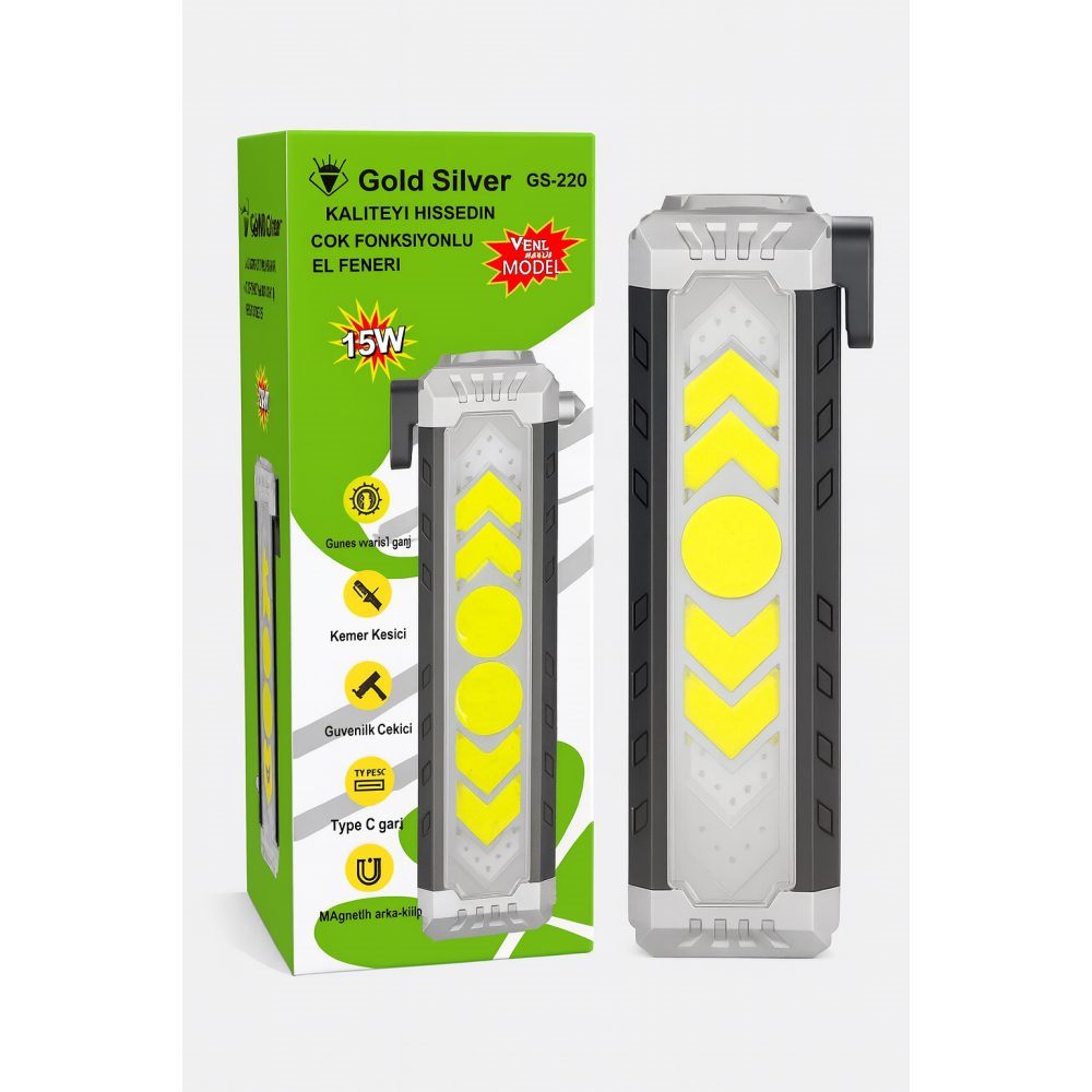 Goldsilver Şarjlı Solar Çalışma Feneri 15W (128)'ın resmi
