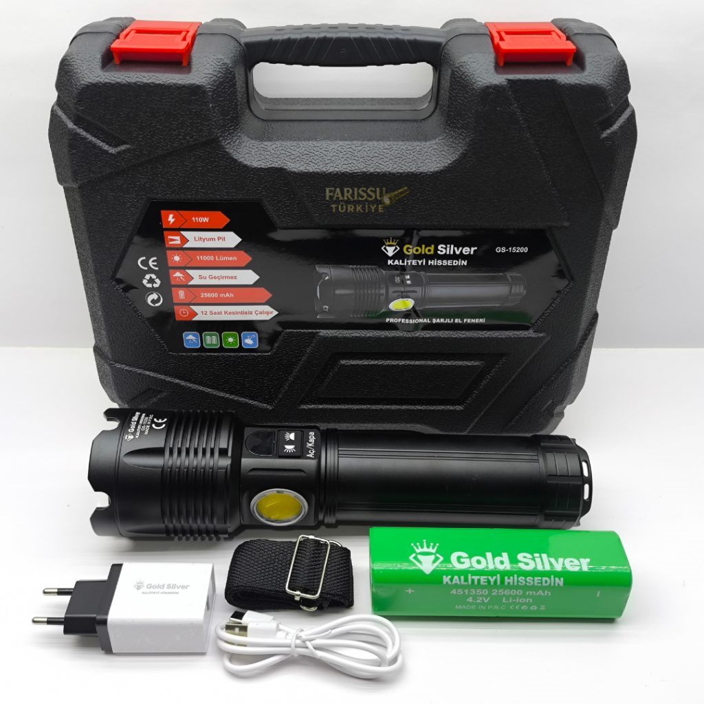 Goldsilver Şarjlı Fener 110W (15)'ın resmi