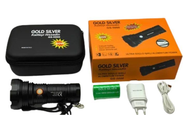 Goldsilver Metal Şarjlı Fener 80W (25)'ın resmi